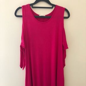 Cold Shoulder Fuchsia Dress
